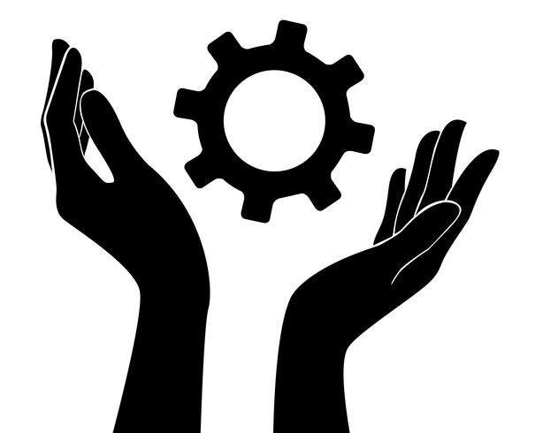 hand holding gear , engineer symbol  vector