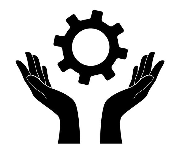 hand holding gear , engineer symbol vector