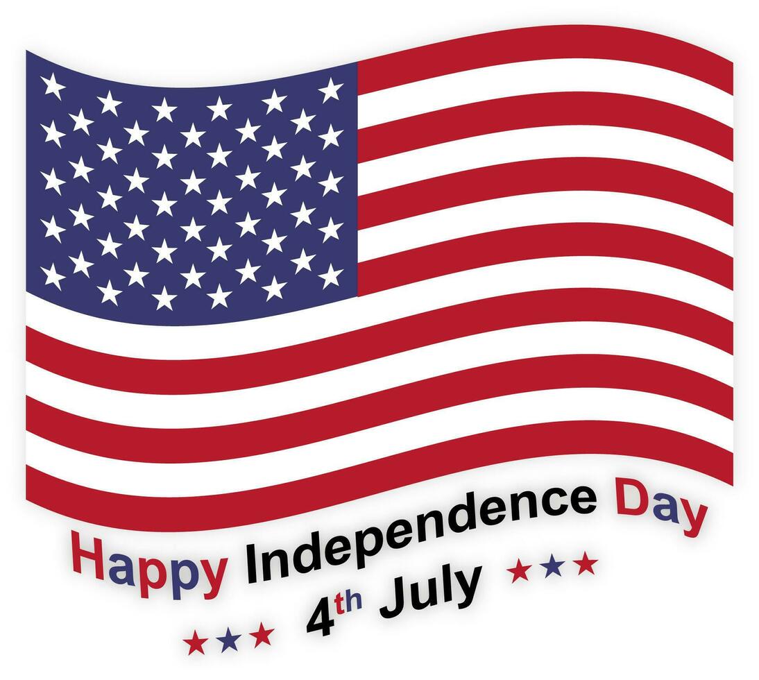 4th of july illustration with american flag vector