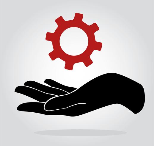 hand holding gear , engineer symbol vector