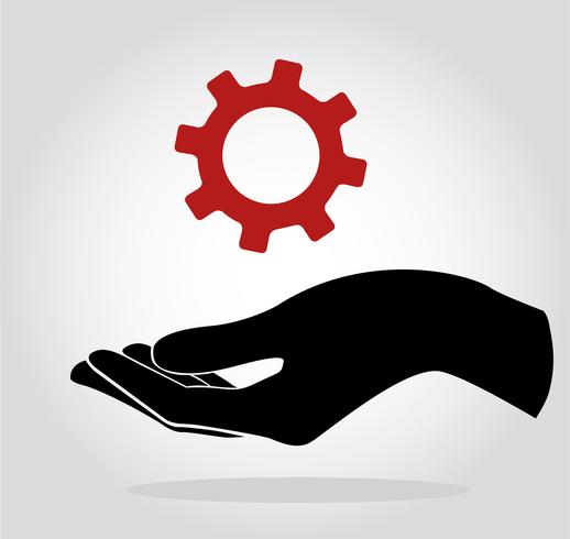 hand holding gear , engineer symbol  vector