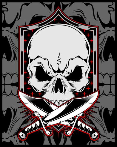 skull with cross sword.vector hand drawing vector