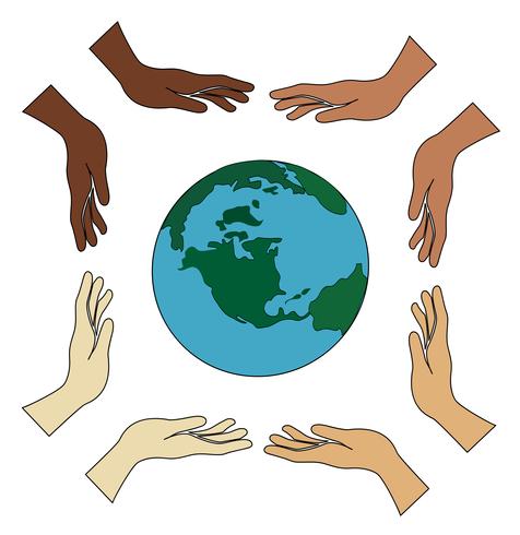 all hands holding world  vector