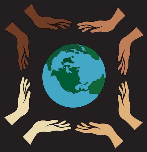 all hands holding world  vector