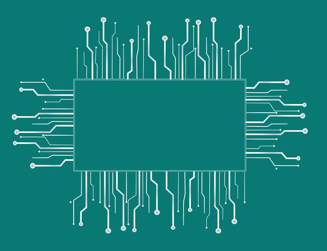 Fondo de línea de tecnología de microchip box vector