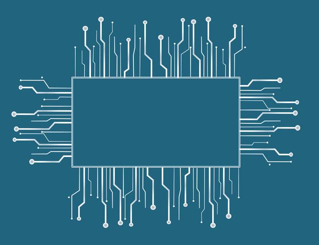 Fondo de línea de tecnología de microchip box vector