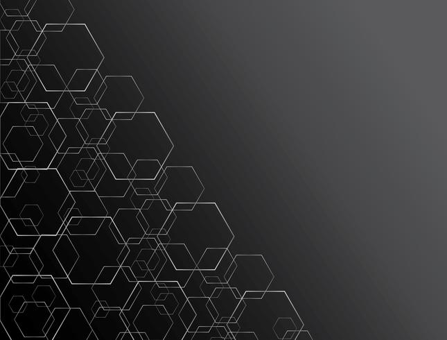 Hexagon line abstract and space art background vector
