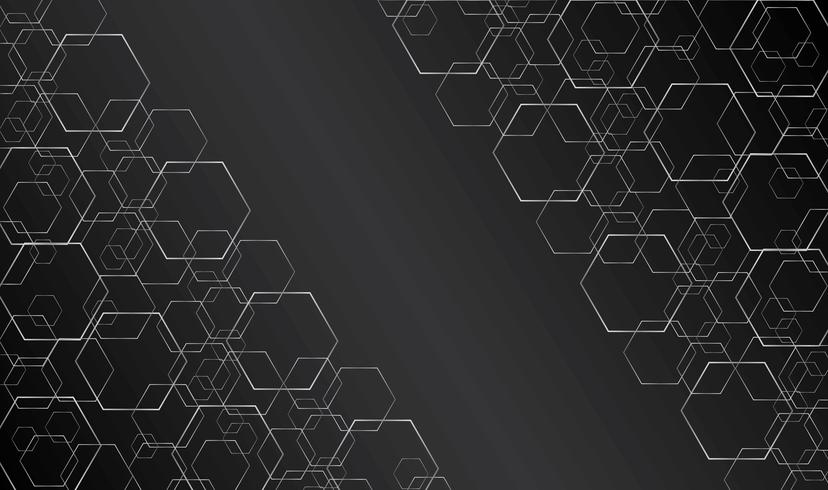 Hexagon line abstract and space art background vector