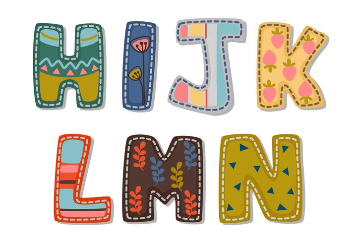 Beautiful print on bold font alphabets for kids part 2 vector