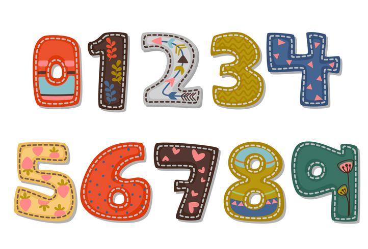 Beautiful print on bold font numbers for kids vector