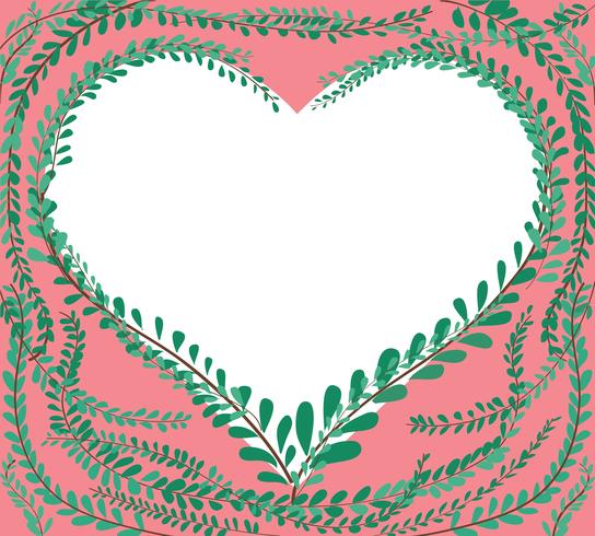 heart shape in green pastel leafs Coat buttons , Mexican daisy background vector EPS10