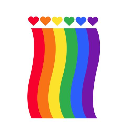 rainbow flag LGBT symbol on heart  vector