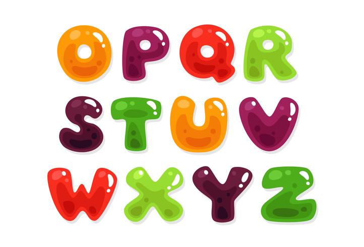 Alfabetos de gelatina de colores para niños parte 2 vector