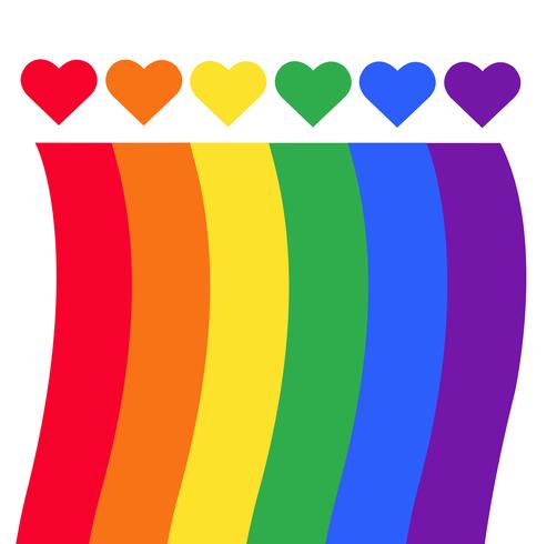 rainbow flag LGBT symbol on heart  vector