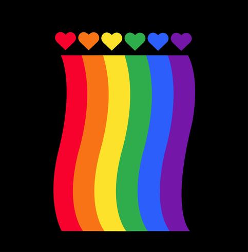 rainbow flag LGBT symbol on heart  vector