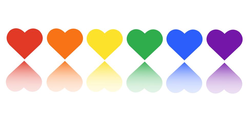 bandera del arcoiris símbolo LGBT en el corazón vector