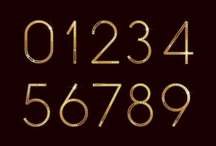 Golden fashion font numbers vector