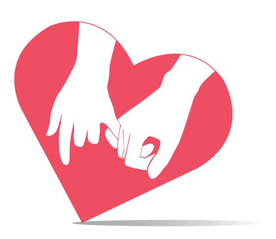 pinky promise , hand holding in heart shape  vector