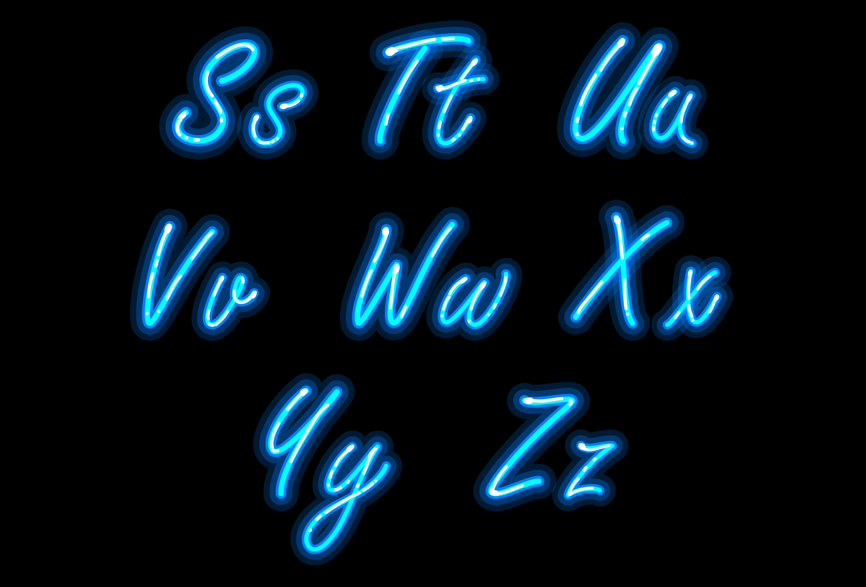 Neon alphabet font in blue part 3 - Download Free Vectors ...
