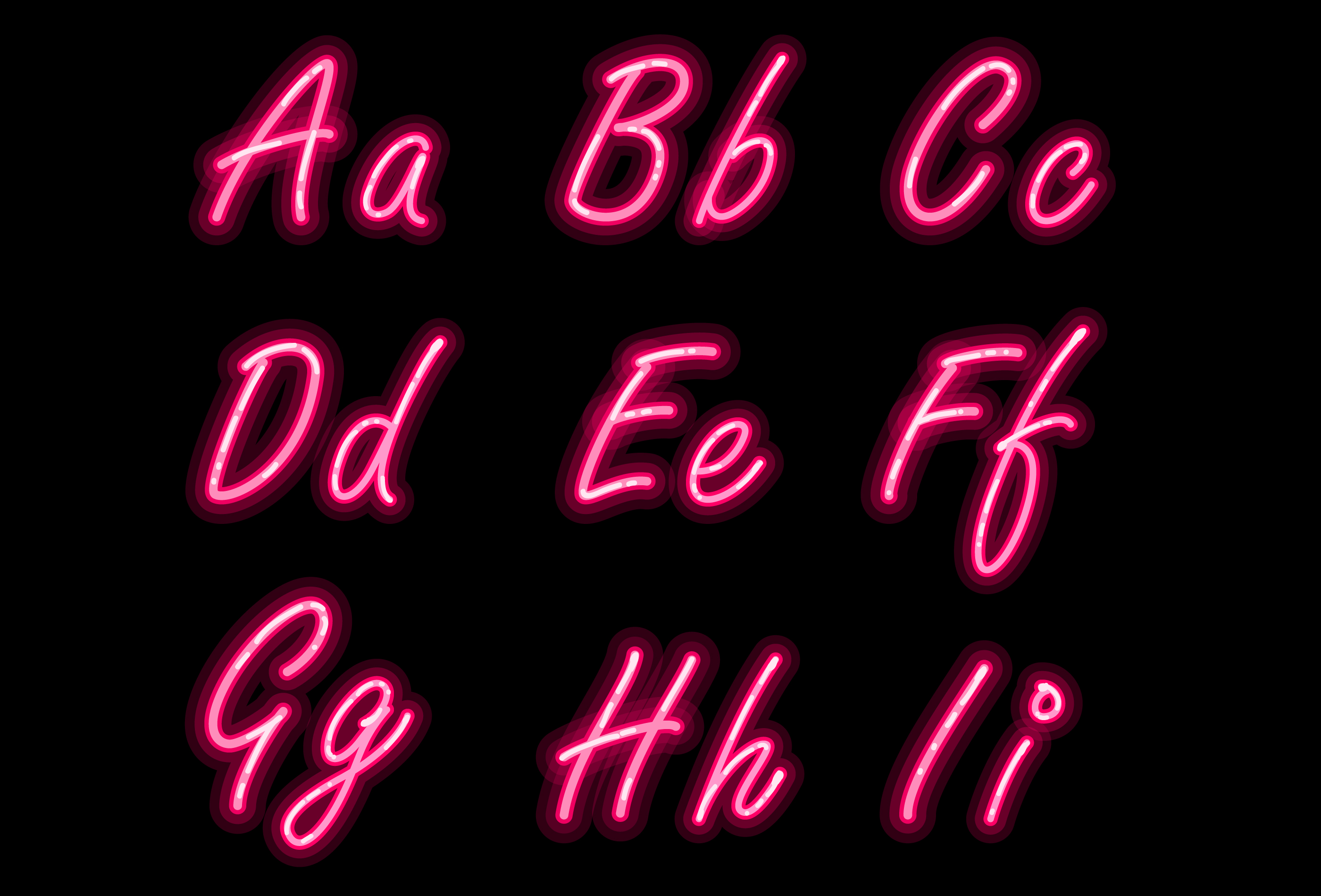 Neon alphabet font in pink color part 1 533284 Vector Art at Vecteezy