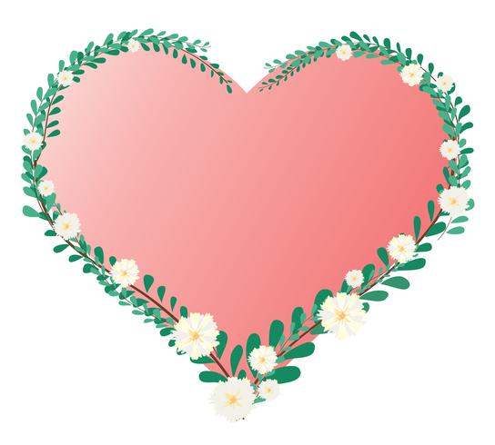 pastel heart leaf and flower crown and space background vector