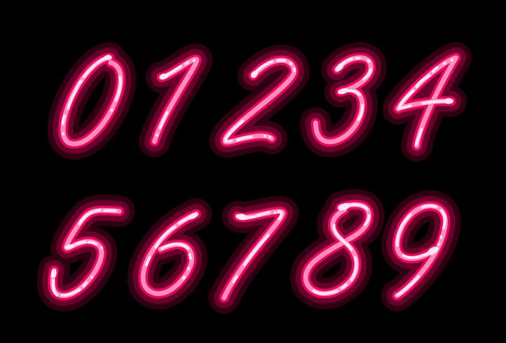 Neon alphabet font numbers vector