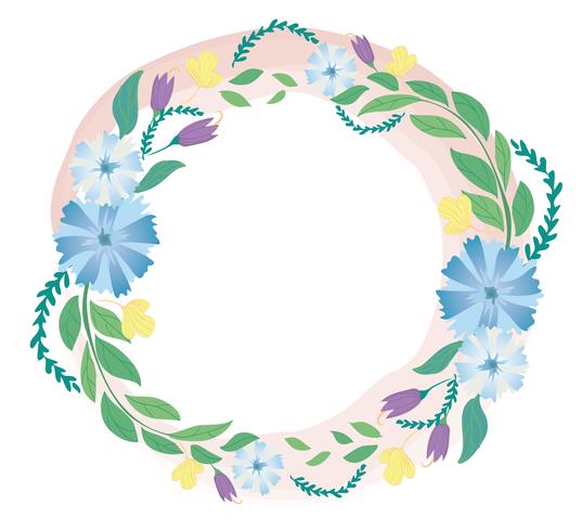 pastel flower crown and space background vector