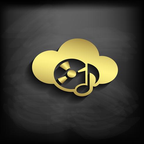 Cloud sign icon gold color with long shadow,vector EPS10 illustration vector