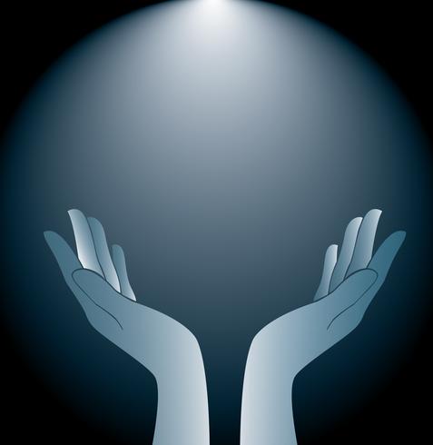 technology hands holding and lighting background vector