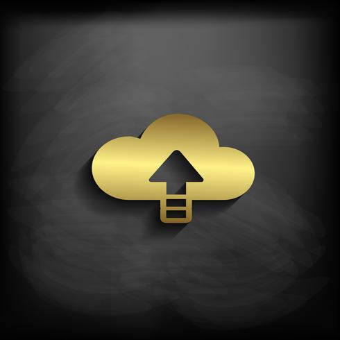 Cloud Sign or Symbol Gold Color with long shadow, vector