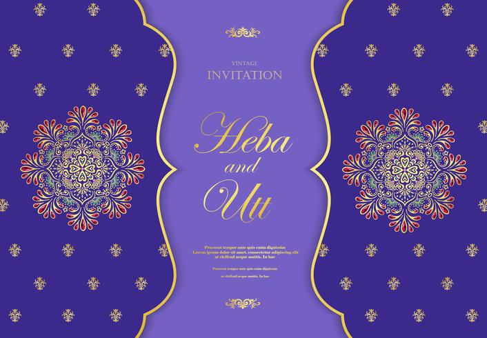 Wedding or invitation card  vintage style  with  crystals  abstract pattern background vector