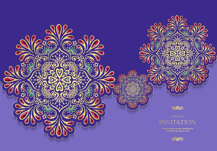 Wedding or invitation card  vintage style  with  crystals  abstract pattern background vector