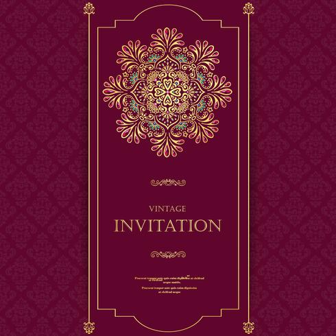 Wedding or invitation card  vintage style  with  crystals  abstract pattern background vector