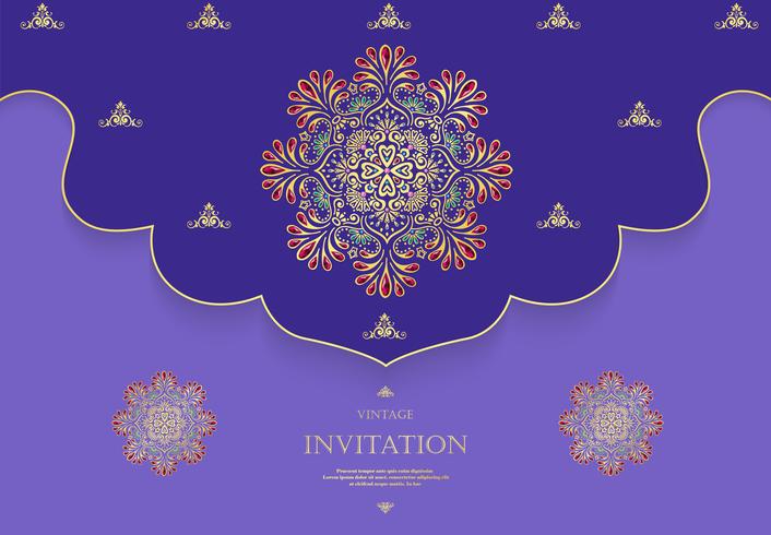 Wedding or invitation card  vintage style  with  crystals  abstract pattern background vector