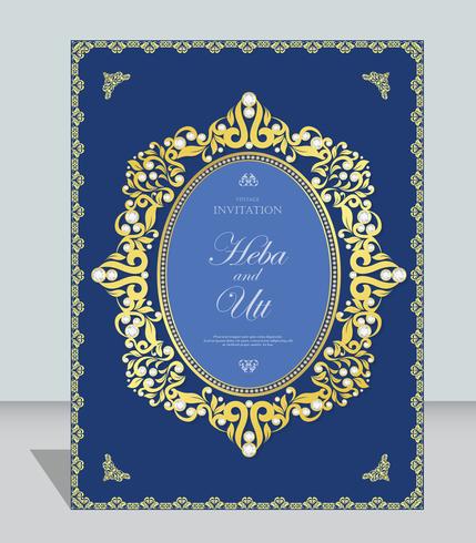 Wedding or invitation card  vintage style  with  crystals  abstract pattern background vector