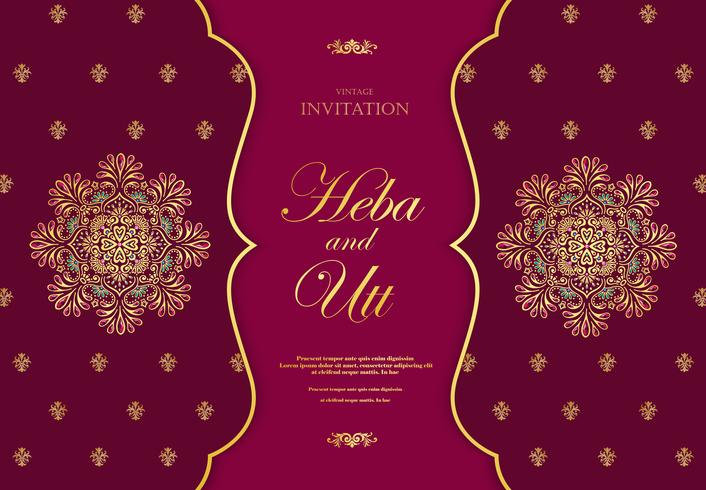 Wedding or invitation card  vintage style  with  crystals  abstract pattern background vector