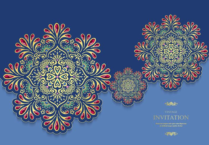 Wedding or invitation card  vintage style  with  crystals  abstract pattern background vector