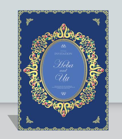 Wedding or invitation card  vintage style  with  crystals  abstract pattern background vector