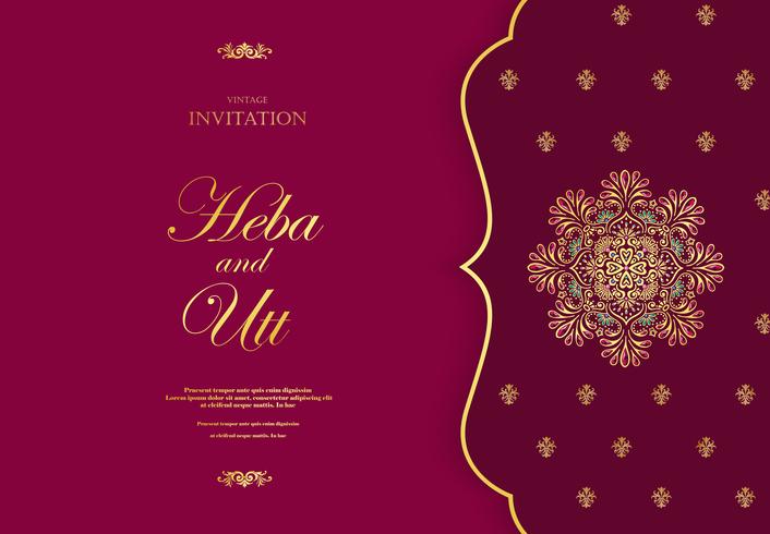 Wedding or invitation card vintage style with crystals ...