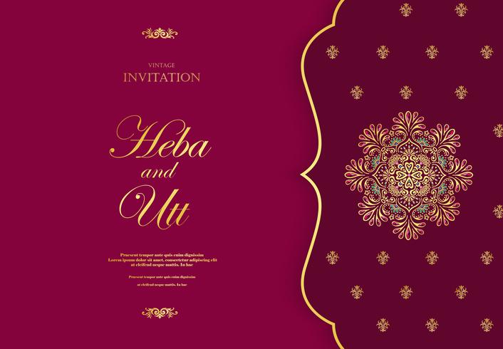 Wedding or invitation card  vintage style  with  crystals  abstract pattern background vector