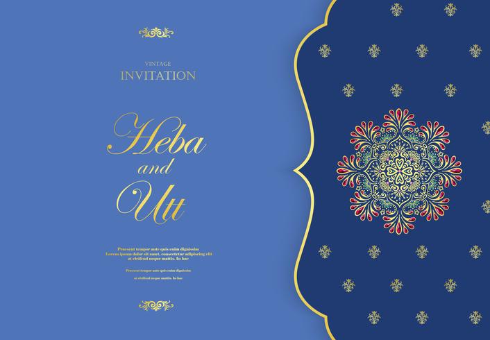 Wedding or invitation card  vintage style  with  crystals  abstract pattern background vector