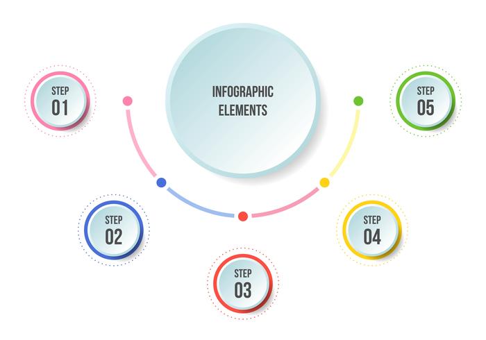 Half Circle chart, Timeline infographic templates vector