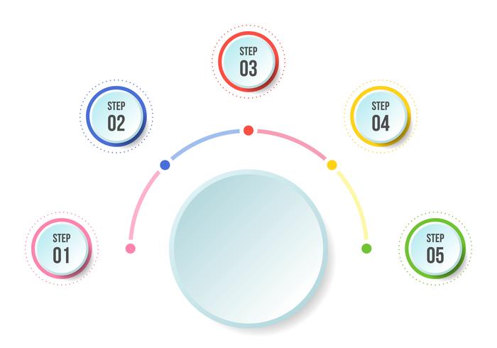 Gráfico de medio círculo, plantillas de infografía Timeline vector