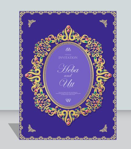 Wedding or invitation card  vintage style  with  crystals  abstract pattern background vector