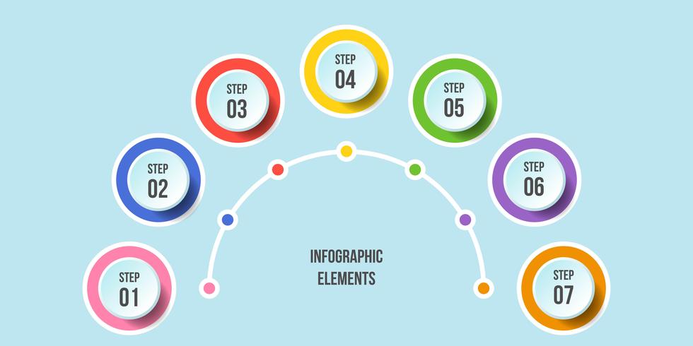 Half Circle chart, Timeline infographic templates vector