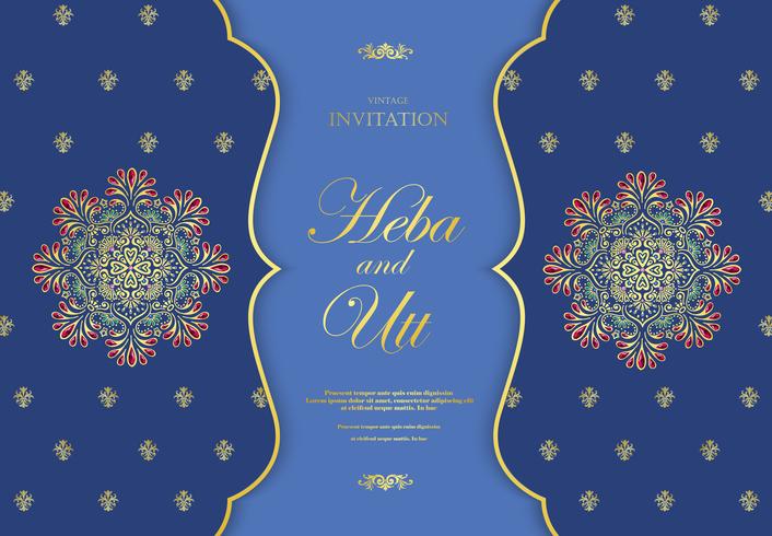 Wedding or invitation card  vintage style  with  crystals  abstract pattern background vector