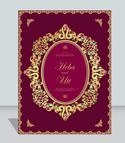 Estilo vintage de tarjeta de boda o invitación con fondo de patrón abstracto de cristales vector