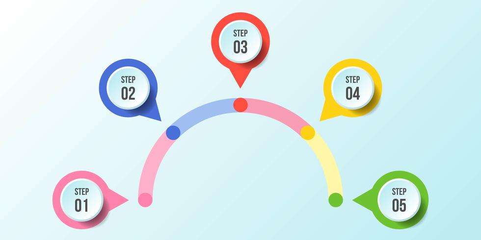 Half Circle chart, Timeline infographic templates vector