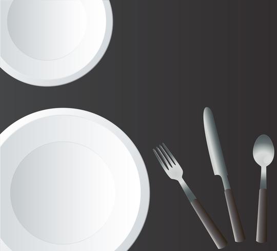 Empty Round Plate with Fork and Knife  vector