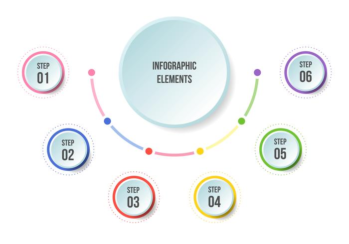 Half Circle chart, Timeline infographic templates vector